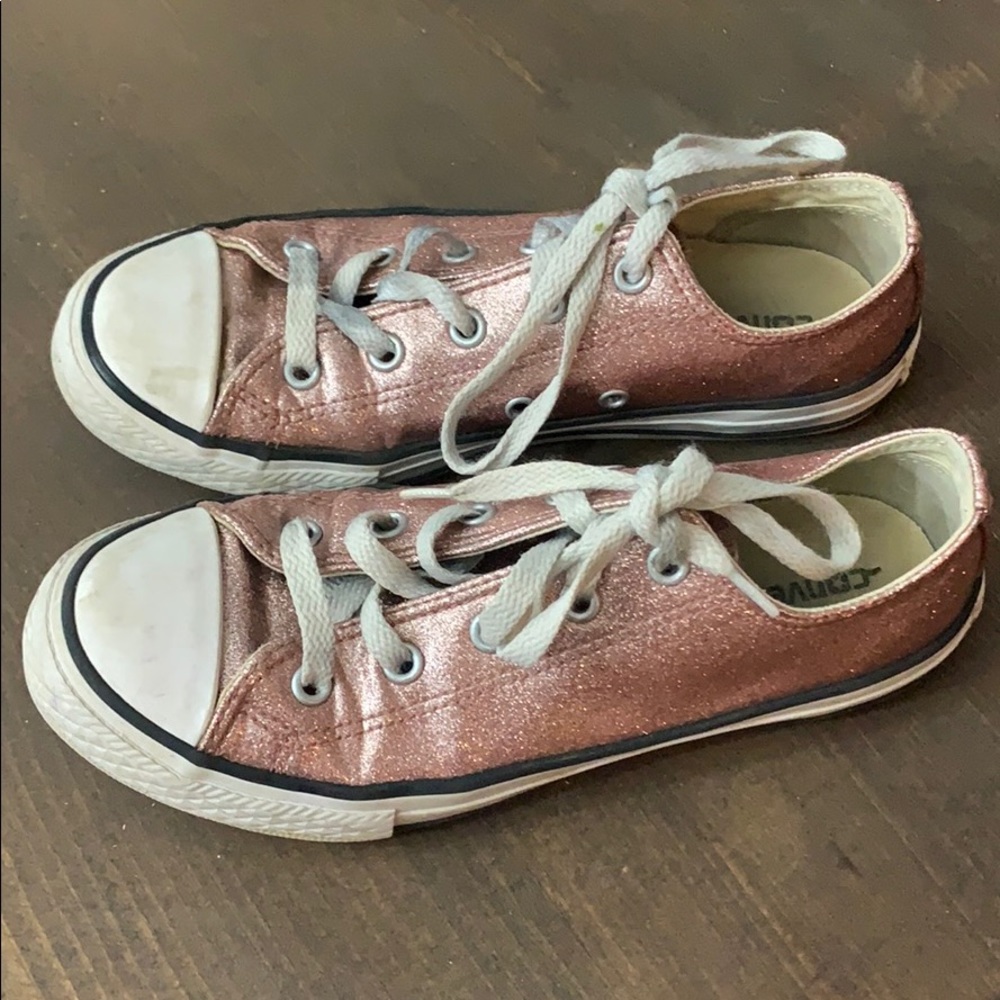 Rose Gold Glitter Big Girl size 2.5 Converse